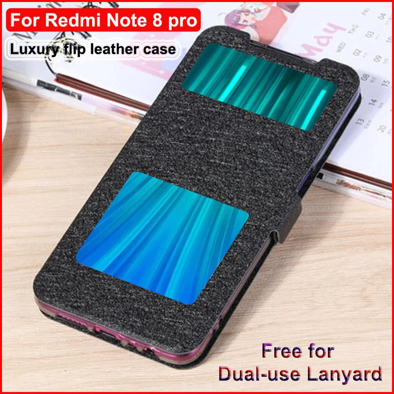 Чехол с передним окошком для xiaomi Redmi Note 8 pro чехол Note8pro из искусственной кожи чехлы