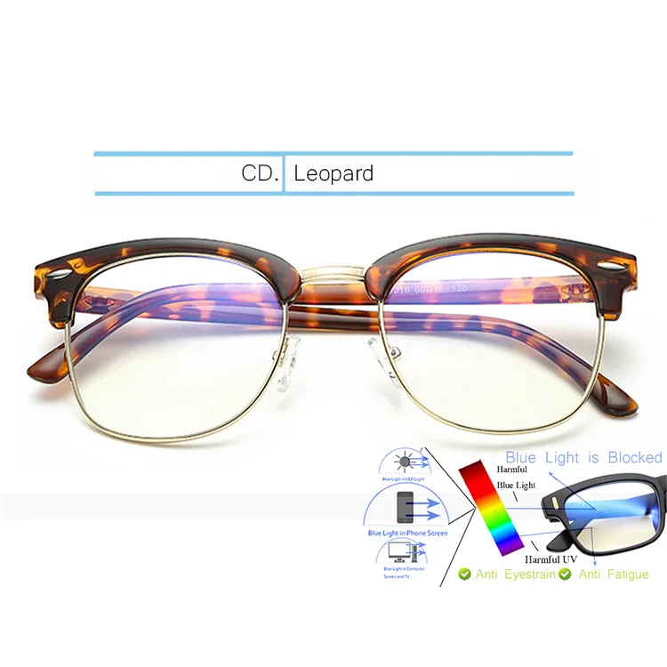 Clear-Leopard IVSTA игровые очки мужские анти-Синие лучи компьютерные очки светильник блокирующая оптическая оправа близорукость очки желтые ночного видения 3016 - Цвет оправы: Clear-Leopard