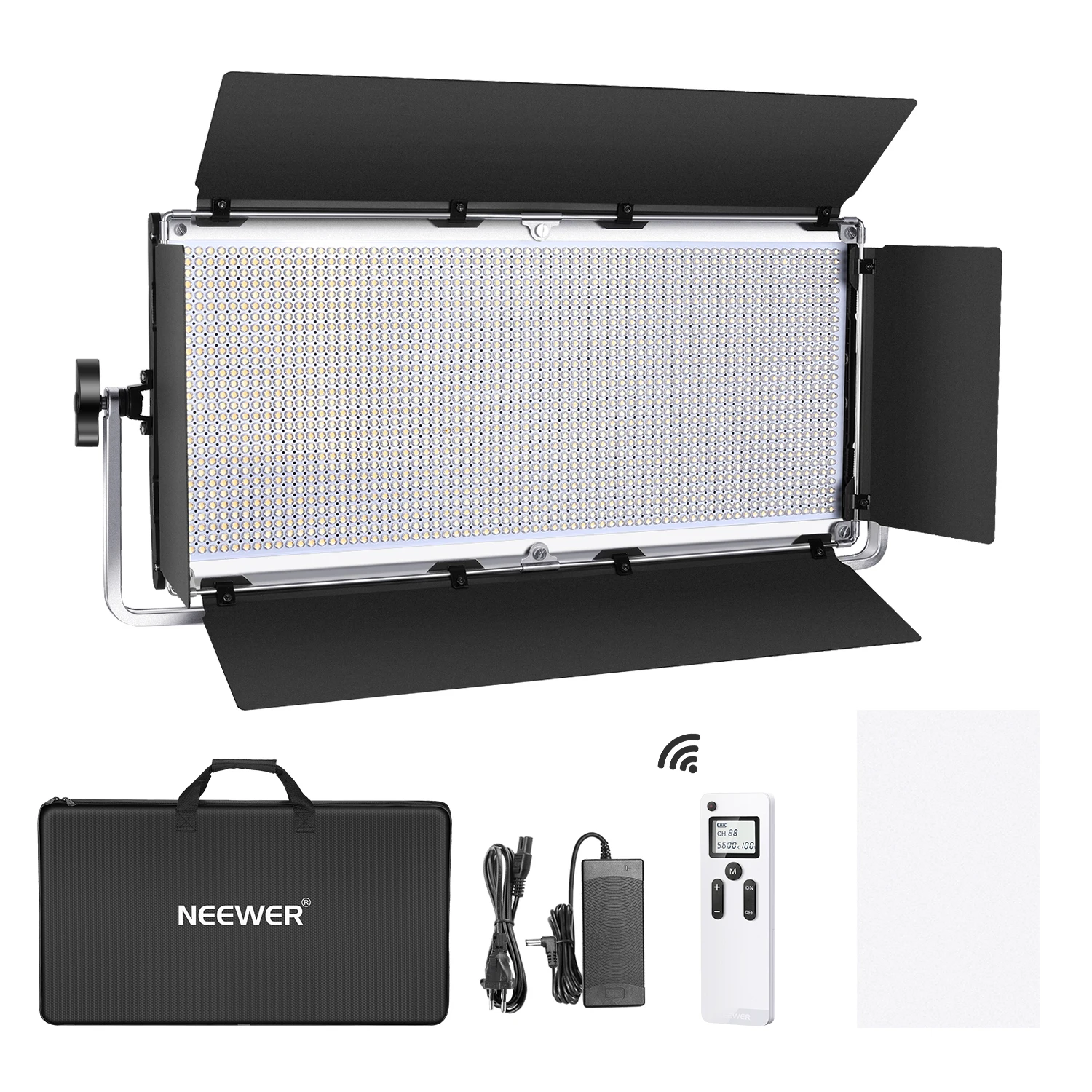 Koop Neewer Geavanceerde 2.4G 1904 Led Video Licht Dimbare Bi-Color Led Panel Met Lcd-scherm Barndoor Draadloze Afstandsbediening Voor Fotografie