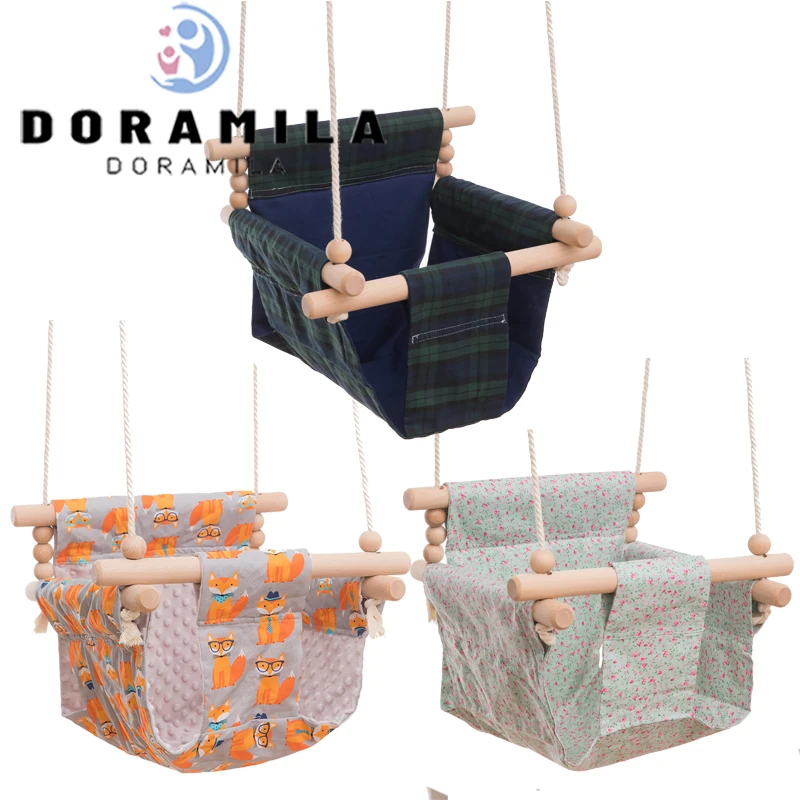 Детское кресло качели подвесные безопасные детские игрушки качалки холщовое