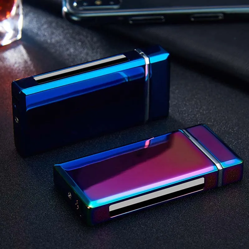 

2020 USB Electric Lighter Double Plasma Arc Cigarette Lighter Rechargeable Windproof Electronic Turbo Lighter Metal Gift For Men