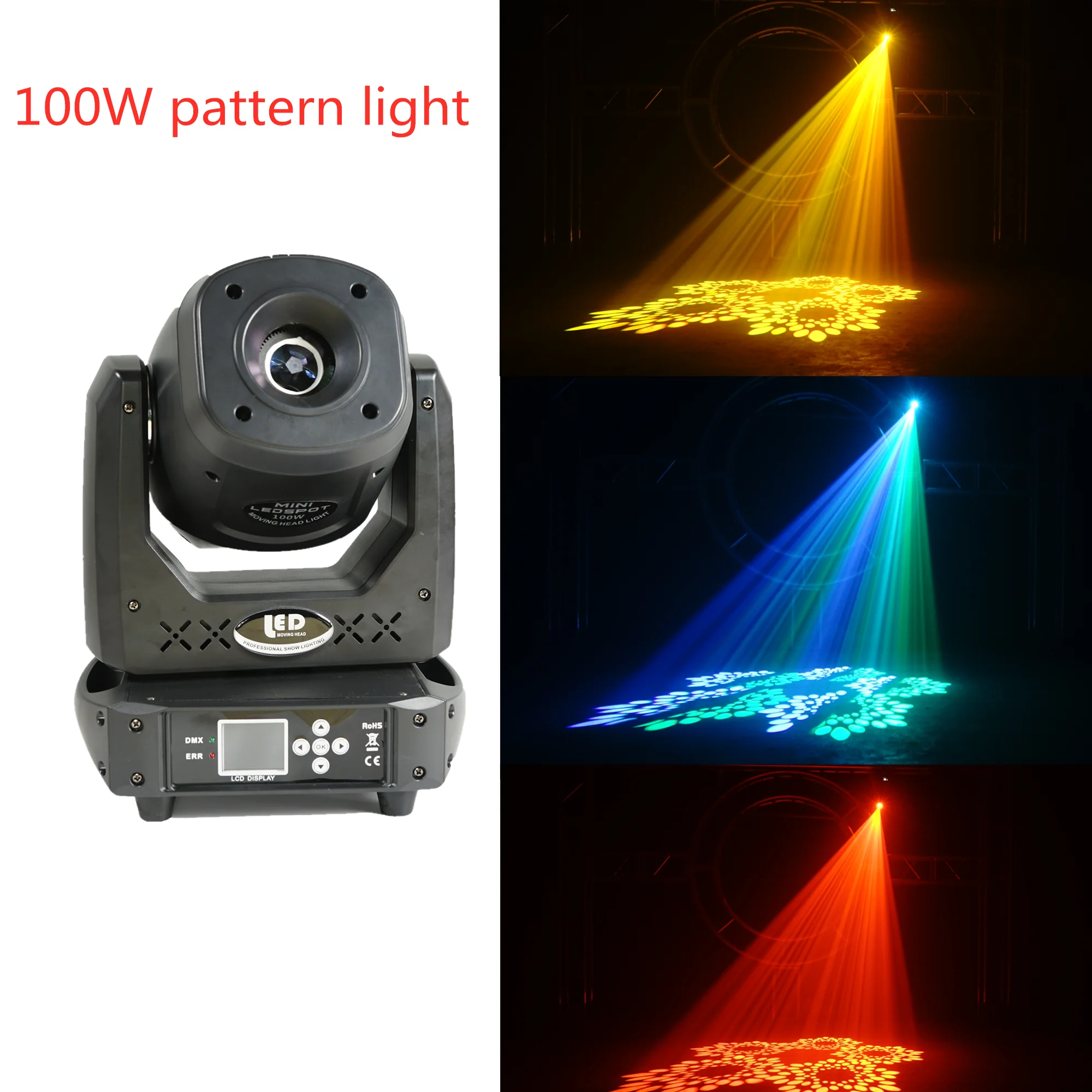 

100W LED Spot Moving Head Light Colorful 7 Dynamic&6 Static Pattern DMX For Discos DJ Bar Concert Effect Light