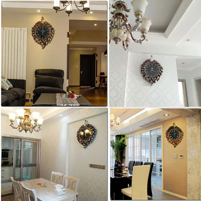 

European Peacock Watches Living Room Modern Art Large Wall Clock Creative Personality Vintage Phoenix Watch Silent Quartz Clock