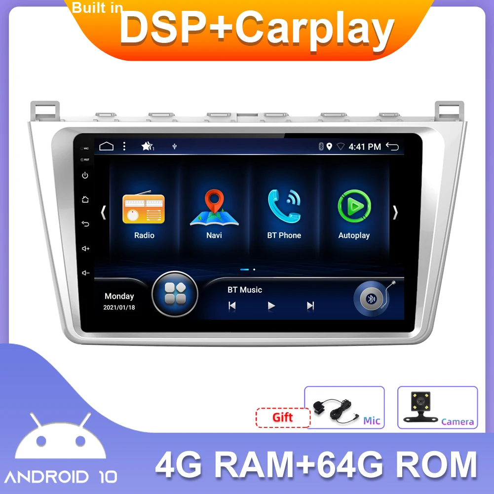 

Автомобильный мультимедийный плеер Carplay DSP, 9 дюймов, 2 Din, автомобильное радио, стерео, GPS навигатор для Mazda Ruiyi Ultra 2008-2012 BT RDS 4 Гб + 64 ГБ