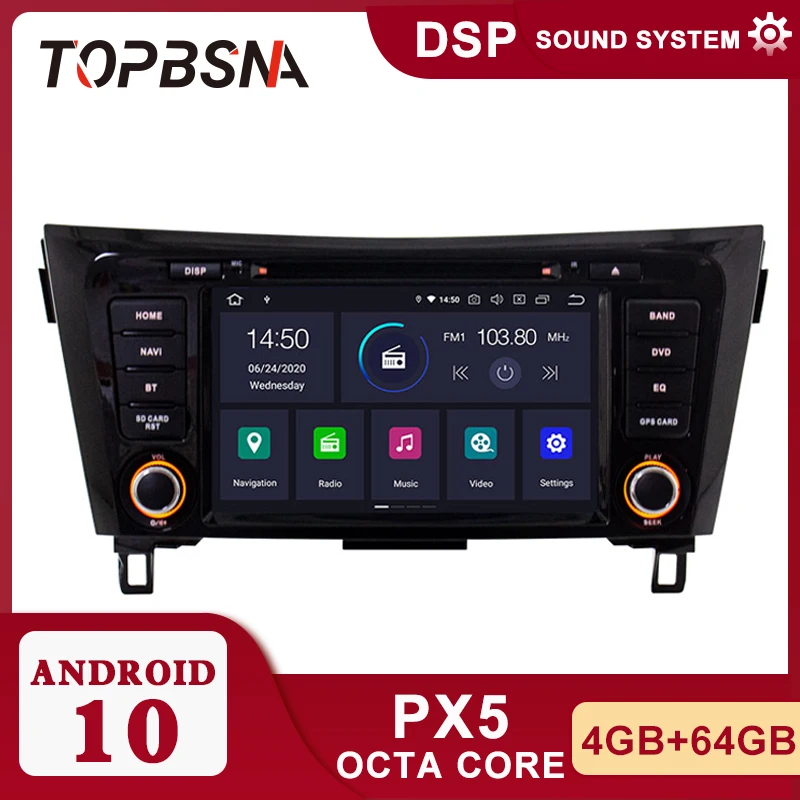 Автомобильный мультимедийный плеер TOPBSNA проигрыватель на Android 10 с GPS для Nissan Navara