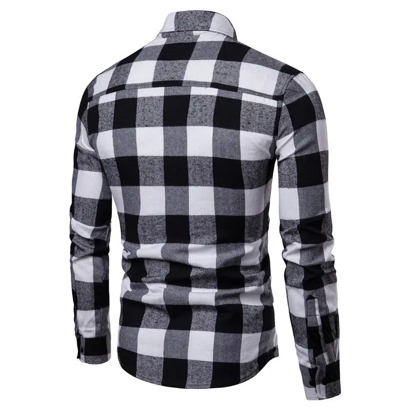 

Mens Long Sleeve Formal Shirt Work Tops Stylish Warm Plaid Shirts Flannel Outfit