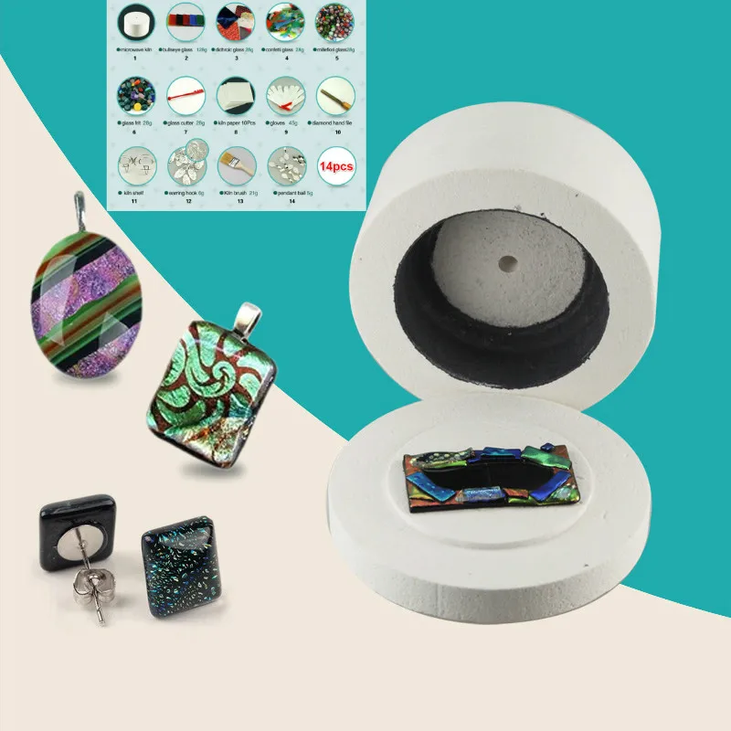 

14pcs/set Extra Large Microwave Kiln Set Arts Crafts Sewing DIY Jewelry Glass Fusing Kilns for Ceramic Accessories