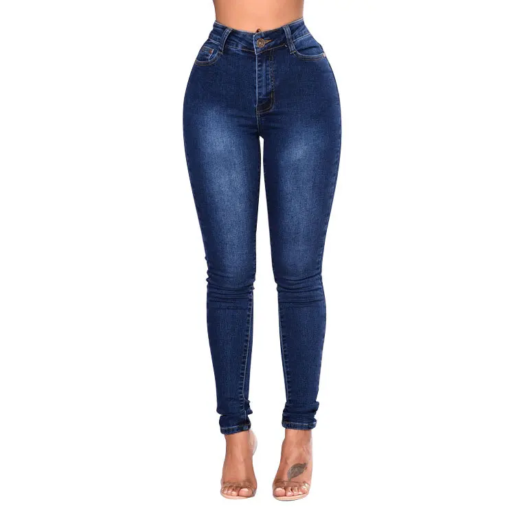 

Women's Jeans High Waist Stretch Skinny Denim Pants 2020 Autumn Winter Blue Retro Washed Elastic Slim Pencil Trousers