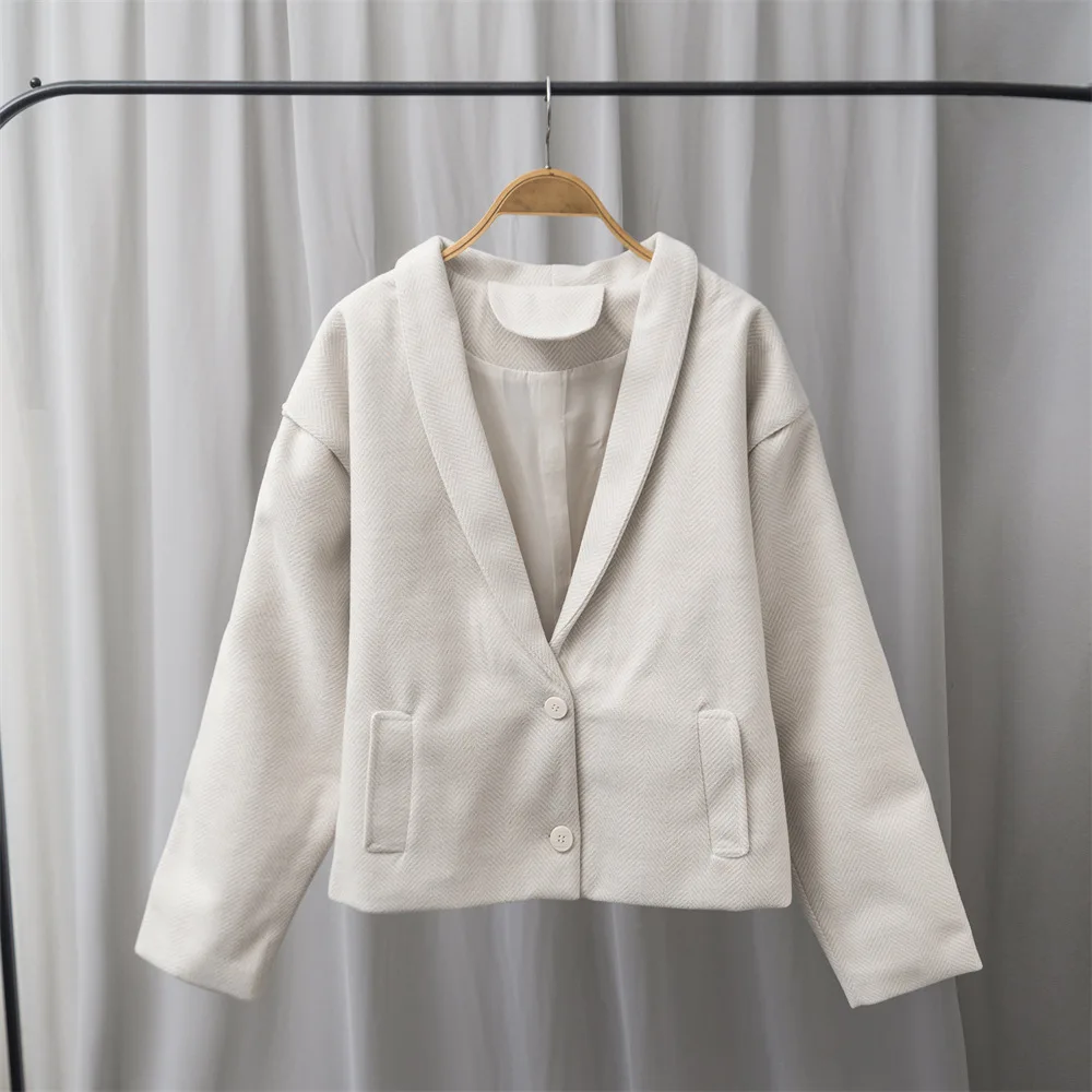 

Casual fahsion women woolen coat 2021 autumn winter new v-neck long sleeve lady coat