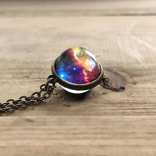 Women Fashion Double-sided Glass Ball Pendant Time Gem Universe Handmade Custom Planet Necklace Christmas Gift Drop Shipping | Украшения и
