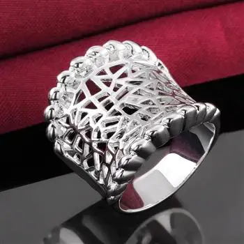 

Silver Plated Geometric Ring Wholesale R542-8 Lknspcr542 Couple Wedding Rings Engagement Rings for Women Luxury Jewelry
