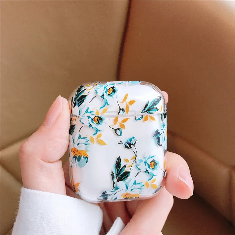 

2020 New For AirPods Case Flower Transparent Clear Hard Plastic Wireless Bluetooth Earphone Cases For Apple Airpods 2 Cover