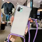 Чехол для Xiaomi 11 Lite, Прозрачный ударопрочный чехол для Xiomi Mi 11i Mi11 i Pro Ultra 11 Lite 11Pro, ремешки на шнурке с веревкой