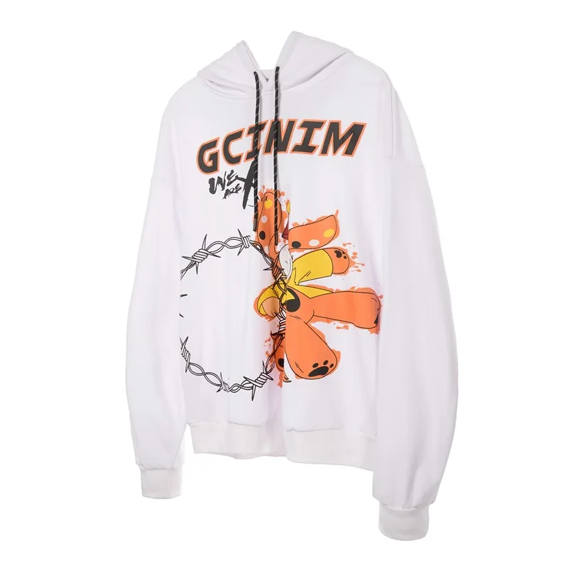 

Dropshipping Fashion Autumn Couple Tops Hip Hop Cartoon Print Hoodies Sweatshirts Men Women Casual Loose Hooded Pullover Outwear