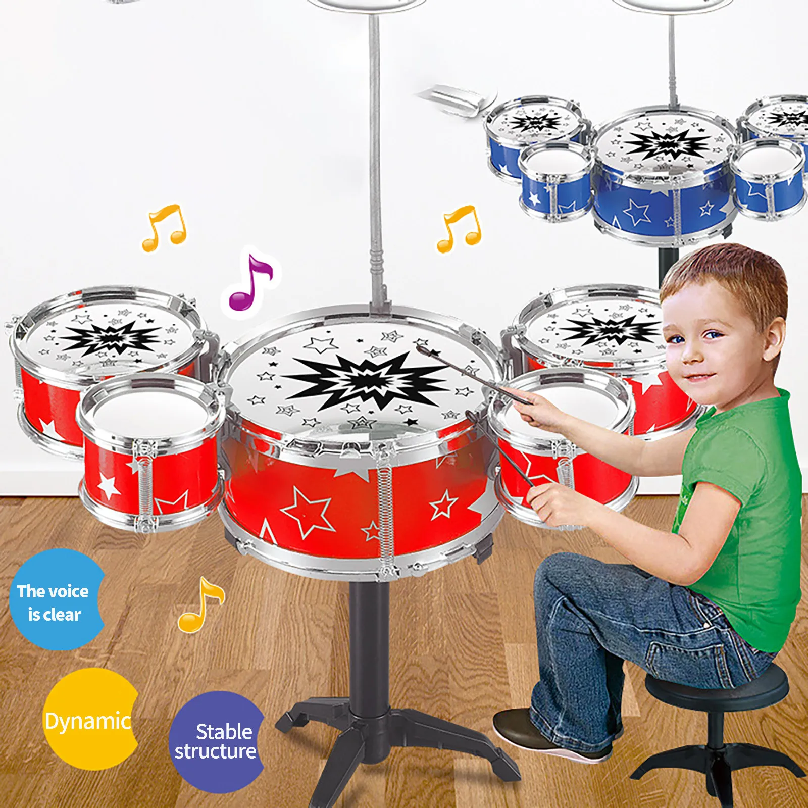 Kids Jazz Drum Set Mini Jazz Drum Set for Kids 5 Drums, 2 Drumsticks Gift Toy for Kids,Teens Kids Jazz Drum Set Educational #4