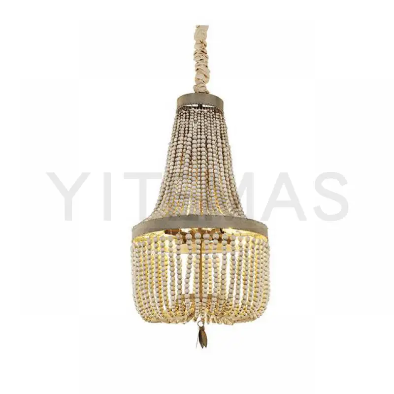 Винтажный деревянный подвесной светильник с бисером в американском стиле