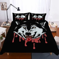 complete double bed duvet cover 3d black wolf printed bedding clothes for adult with pillowcases king single size
