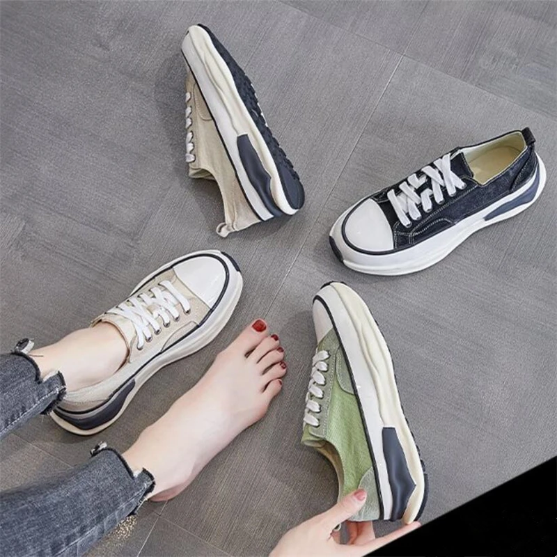 

Women Sneakers Summer New Ladies Canvas Breathable Platform Female Shoes Leisure All-match Lace Up Non-slip Flats Women's Shoes
