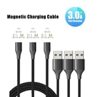 3A быстрой зарядки магнитными для подключения кабеля к кабелю для Xiaomi Mi 9 usb-кабель Мобильный телефон Аксессуары для OnePlus 8T кабель зарядного устройства Micro USB Type-C