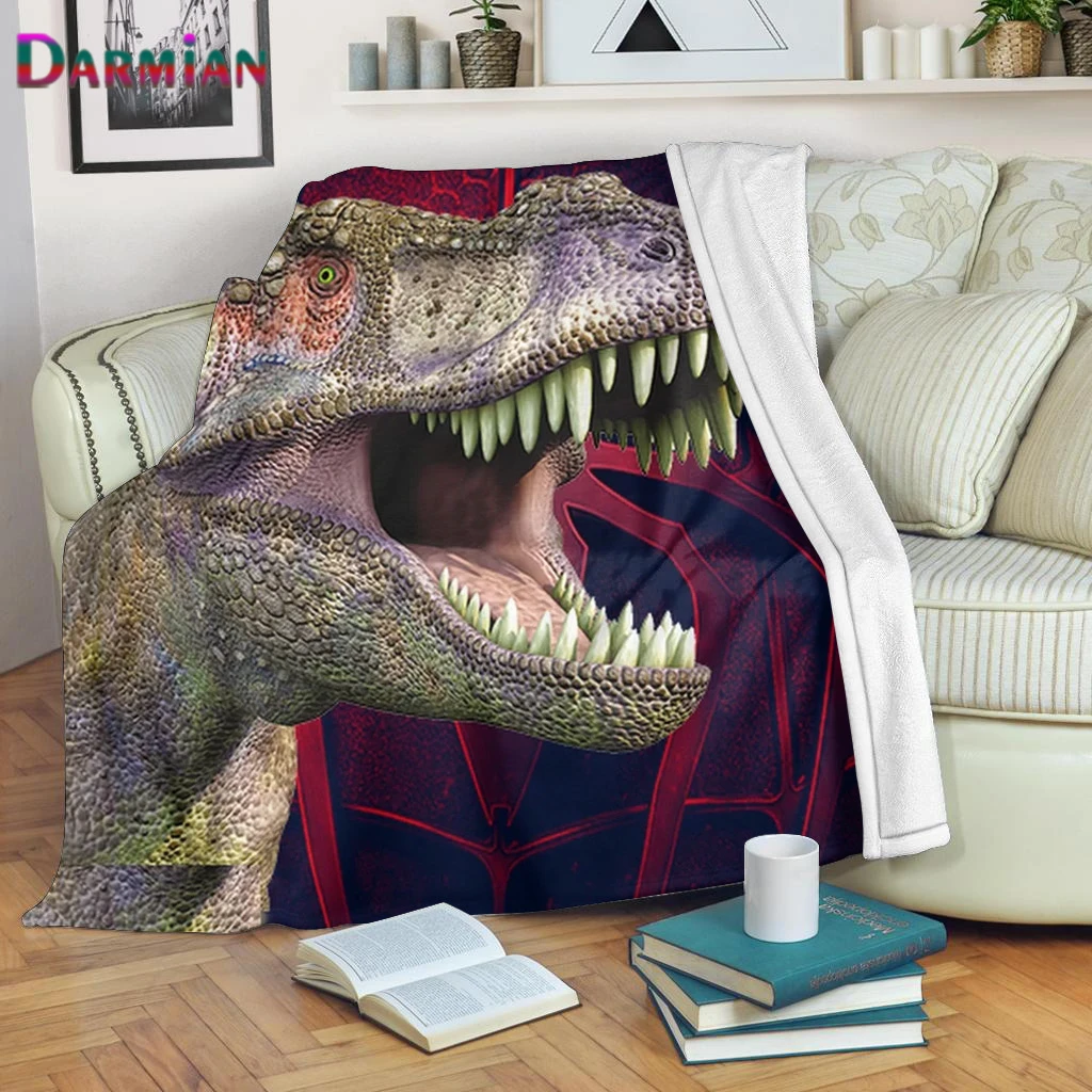 Новое диванное одеяло DARMIAN s Crazy Dinosaur с рисунком для взрослых и детей мягкое теплое