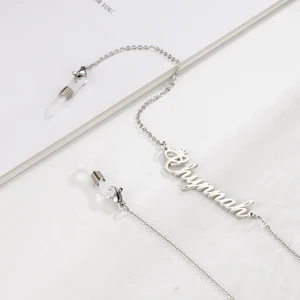 Шикарные Подгонянные нержавеющей стали очки цепь для женщин солнцезащитные очки ремешки на заказ имя маска цепь персонализированные ювелирные изделия