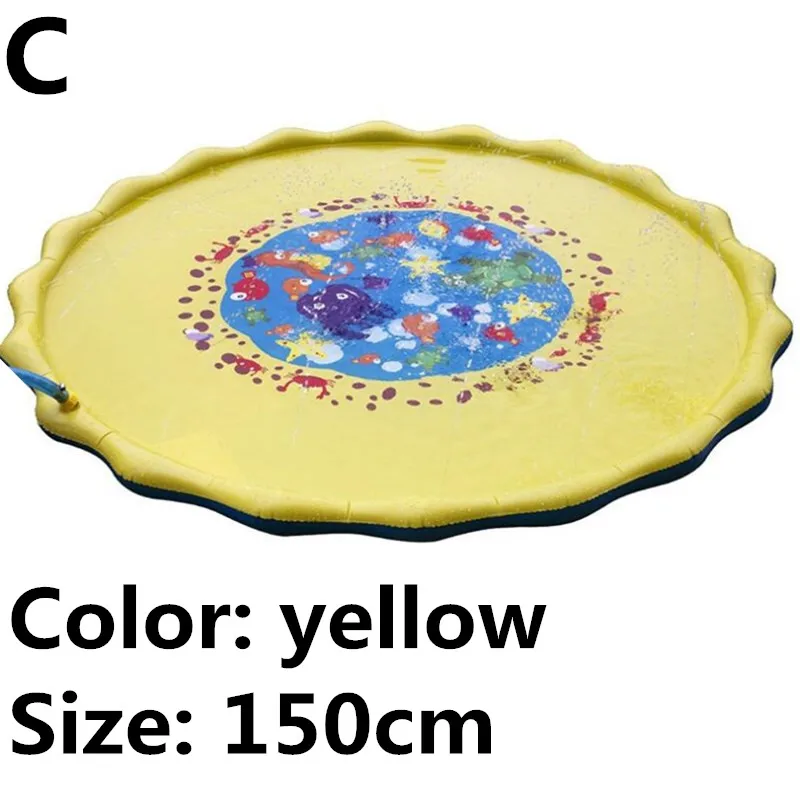 C Yellow 150cm 100/150/170 см Летний детский водный мягкий игровой коврик детский открытый коврик для детей бассейн игры игрушка посыпать брызги воды игрушка - Цвет: C Yellow 150cm