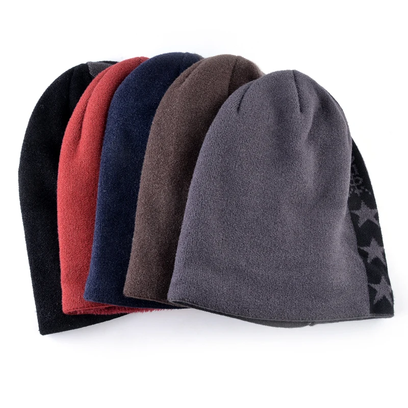 Модные шапки Skullies Beanie для мужчин теплая вязаная шапка зимние толстые бини