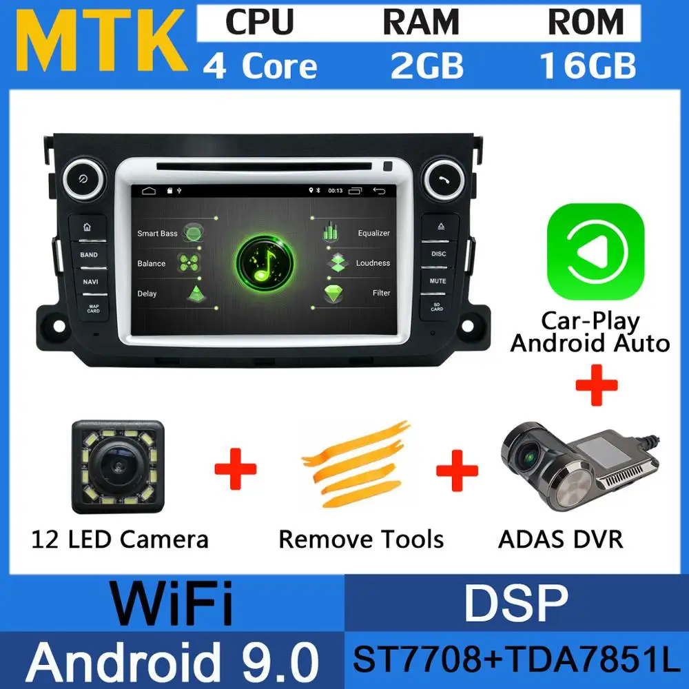 MTK-Adas-Carplay 5 USB порт PX6/Восьмиядерный 4 Гб ОЗУ Android 9,0 автомобильный dvd-плеер для Mercedes Benz Smart Fortwo 2011 2012 2013 Автомобильный gps Радио DSP - Цвет: MTK-Adas-Carplay