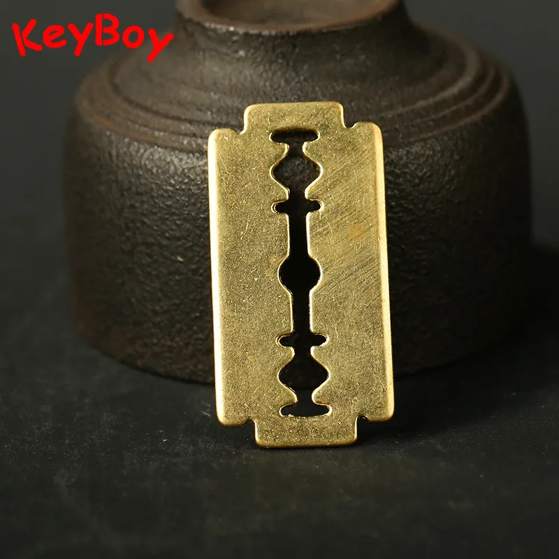 Брелок ручной работы из латуни для мужчин металлический медный брелок бритвы