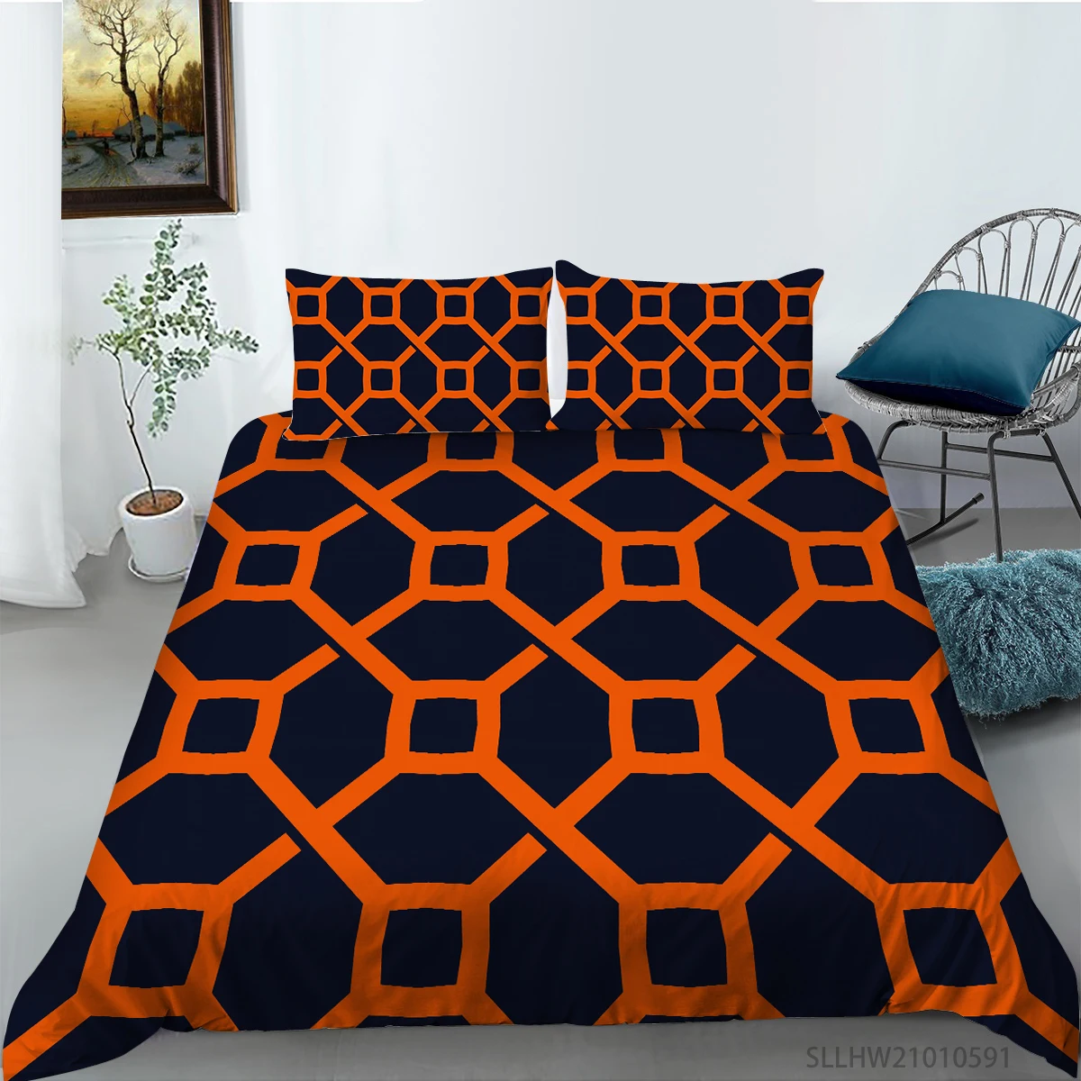 

Hot sale Geometry Pattern Printing Bedding set Quilt cover with pillowcases Single Twin Queen King sizes 2/3pcs Home Textiles