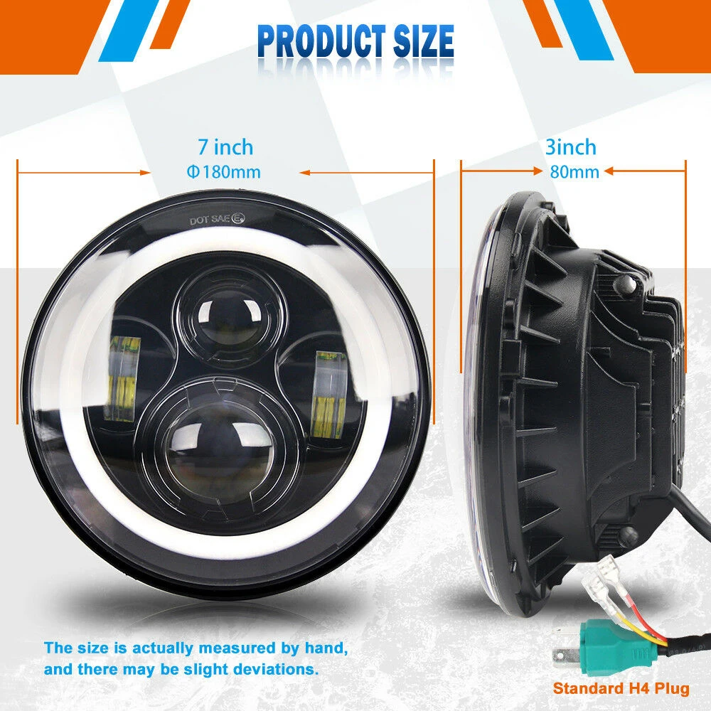 Автомобильные фары 7 дюймовая кругласветодиодный светодиодная фара с адаптером