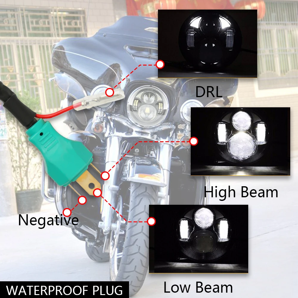 5.75&quot 5-3/4&quot Motorcycle Projector 75W LED Headlight For Sportster 883 1200 Iron Dyna Street Bob FXDB |