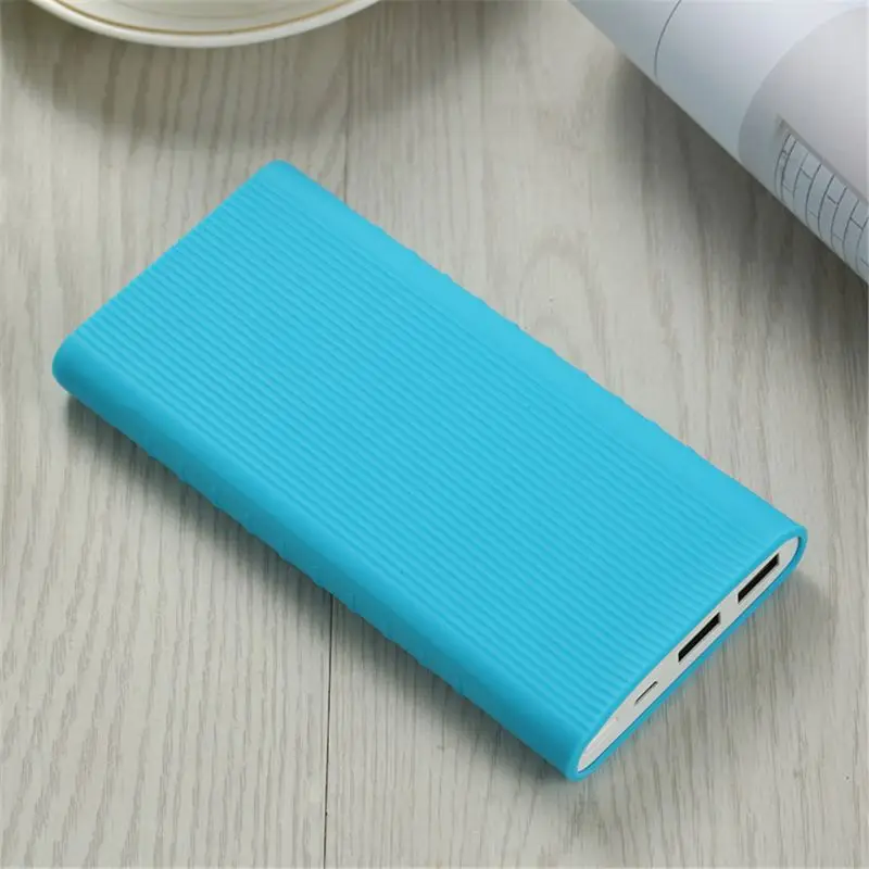 Silicone Protector Case Cover For Xiao mi Power Bank 2 10000 mAh Dual USB Port Skin Shell Sleeve bank Model PLM09ZM |