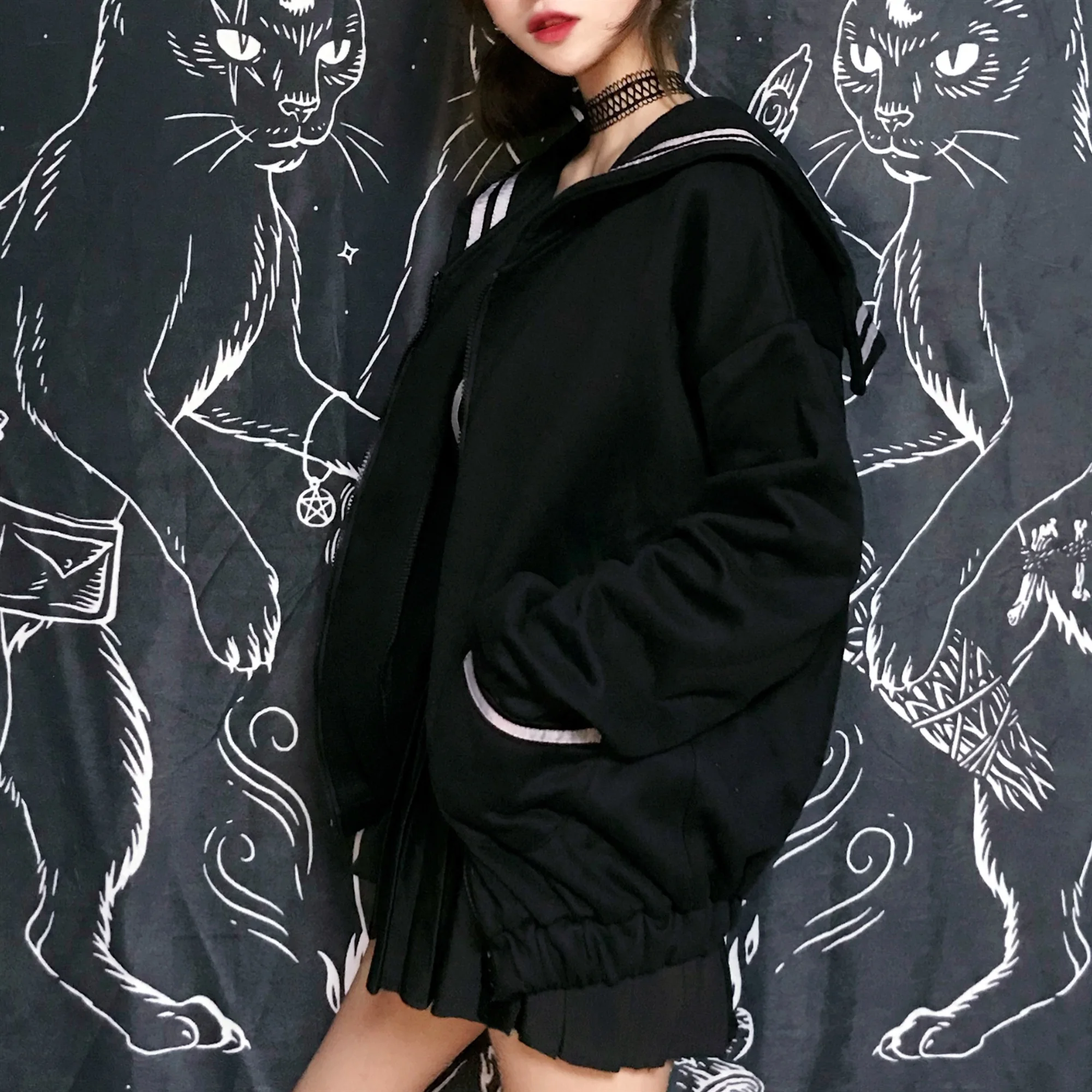 Женское свободное бейсбольное пальто в стиле Харадзюку с вышивкой и длинным