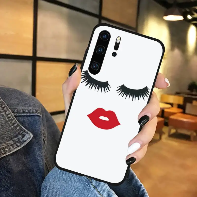 

Eyelash Lip Makeup Phone Case Funda For Huawei P9 P10 P20 P30 Lite 2016 2017 2019 plus pro P smart