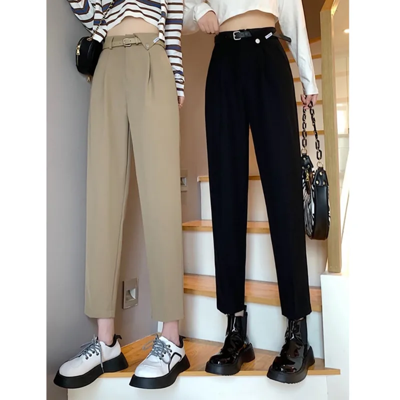 

Suit pants women's spring and autumn 2021 design sense women's high waist straight through pants loose wide leg Rac