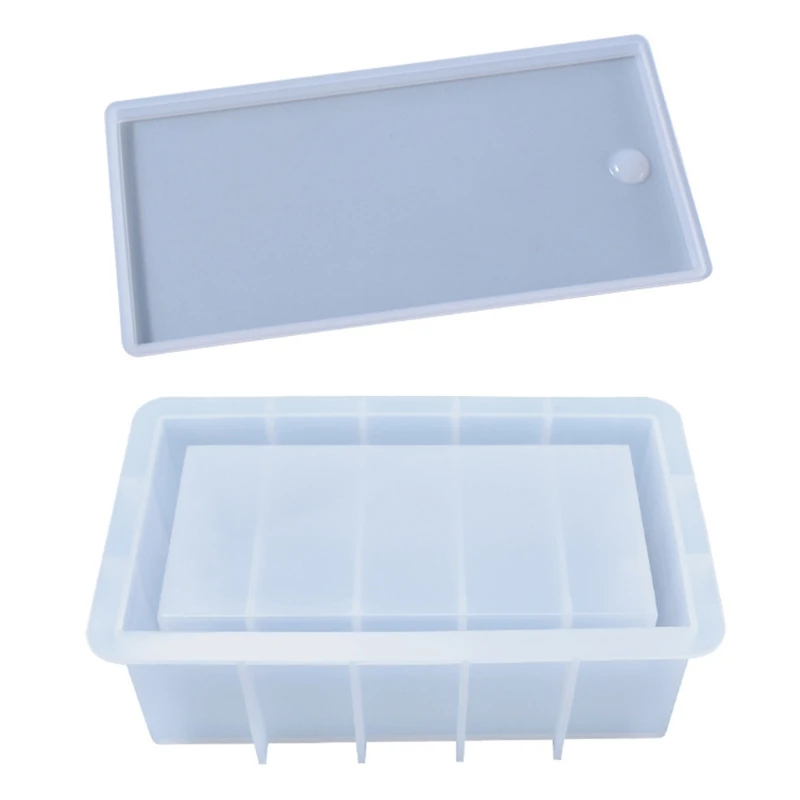 

124A Dominoes Box with Lid Epoxy Resin Mold Chess Tissues Napkin Storage Case Silicone Mould DIY Crafts Jewelry Holder Mold