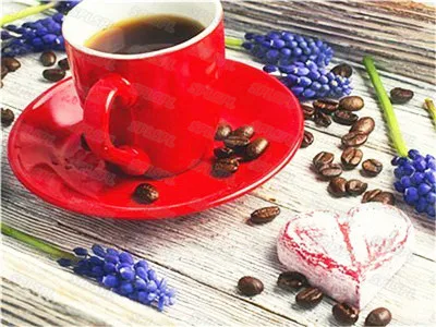 

Diy Diamond Painting Red Coffee Cup with Coffee Haughty White Swan Girl Picking Flowers In Flower Field Color Oil Painting