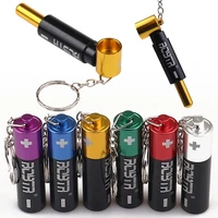 newest battery shaped smoking pipe protable metal scalable weed tobacco pipes hornet bobtr cigarette smoke accessories