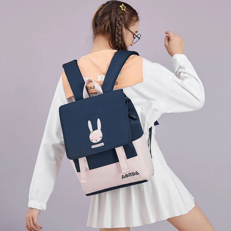 

Junior high school student schoolbag female Korean version contrast color Bapa New College style large capacity leisure bapa