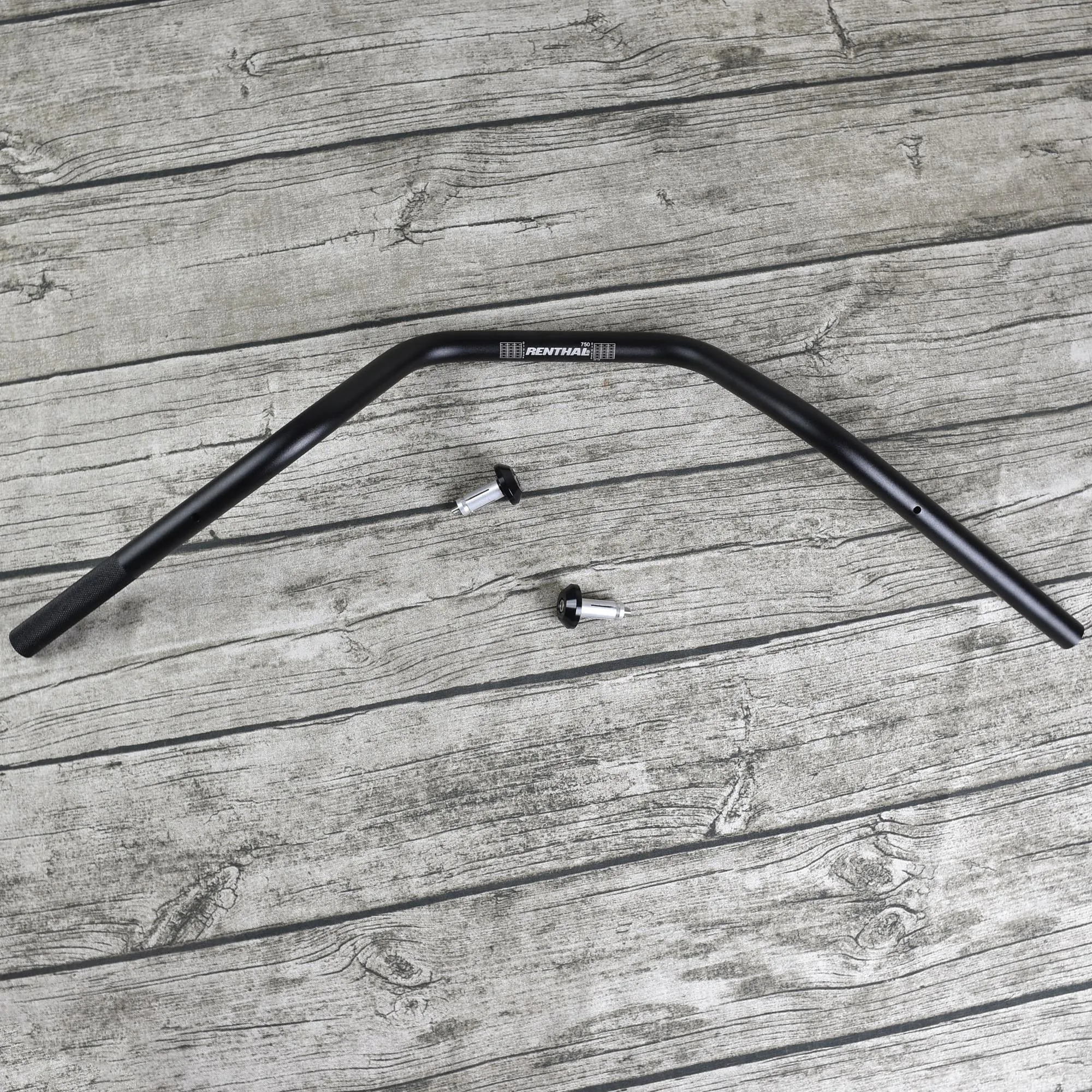 Black and bar ends Универсальный для мотоцикла Renthal 22 мм Руль с ЧПУ руль из алюминиевого сплава высокий Ретро руль 740 мм - Цвет: Black and bar ends