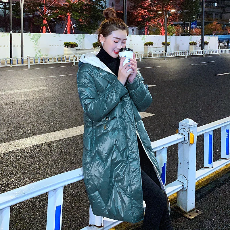 Winter Jacket Women Coat Fashion Hooded Winter 2021 New Temperament Slim Long Down Down Padded Jacket