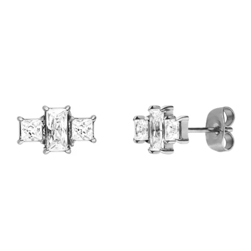 

High Quality Subtle Stainless Steel Zirconia Crystal Pretty Stud Earrings for Woman Christams Day Gift