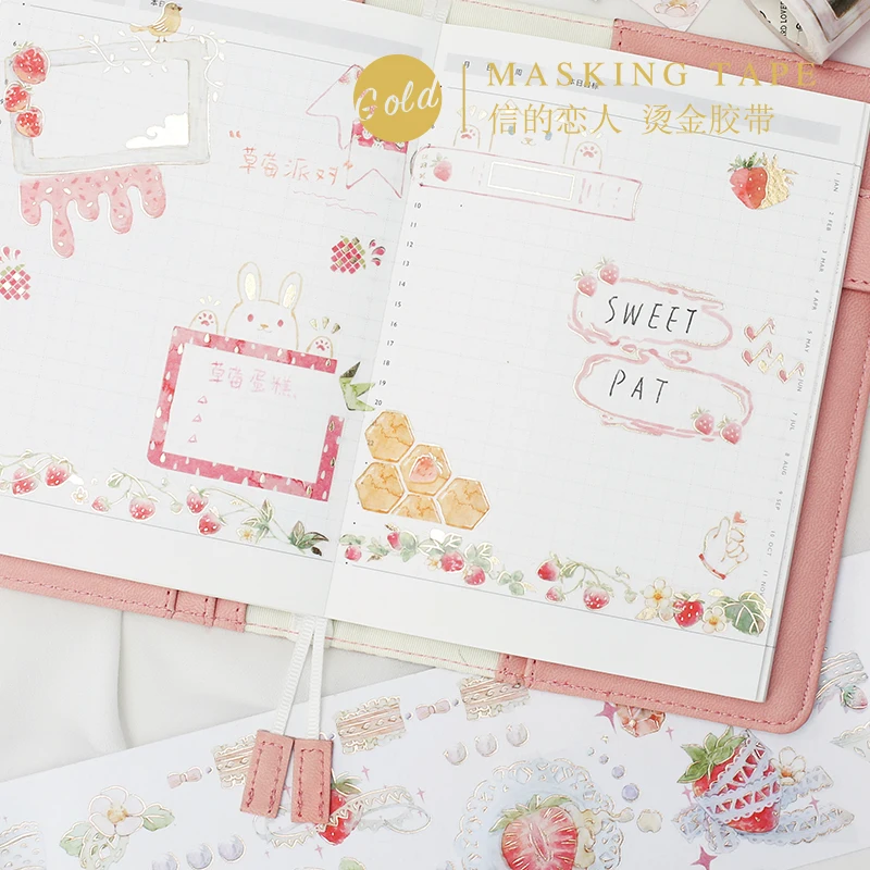 1 рулон фольги клейкая лента из рисовой бумаги Клубника бронзовая декоративная