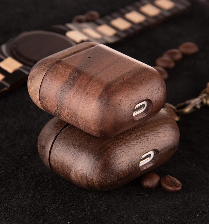 Чехол из натурального дерева для Airpods Pro Прочный чехол наушников 3 Деревянный с
