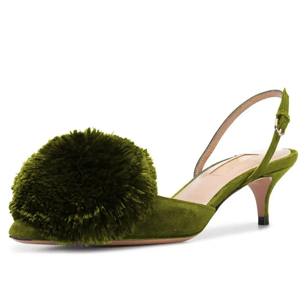 Lovirs женские симпатичный помпон акриловыми помпонами на каблуке рюмочка