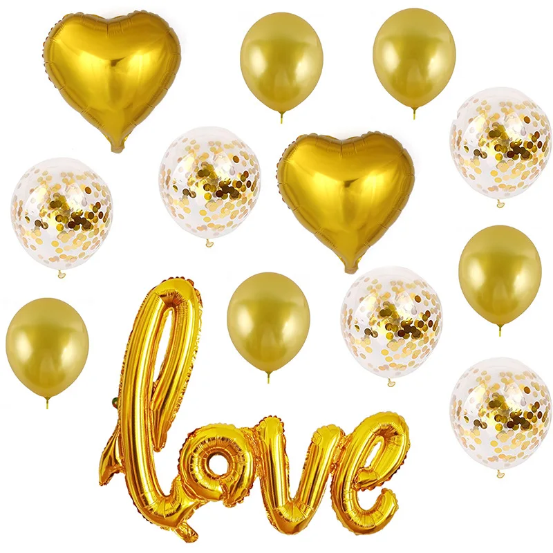 

A set Of Large Conjoined Love Confession Proposal Aluminum Foil Balloons Valentine's Day Wedding Decorations Layout Supplies