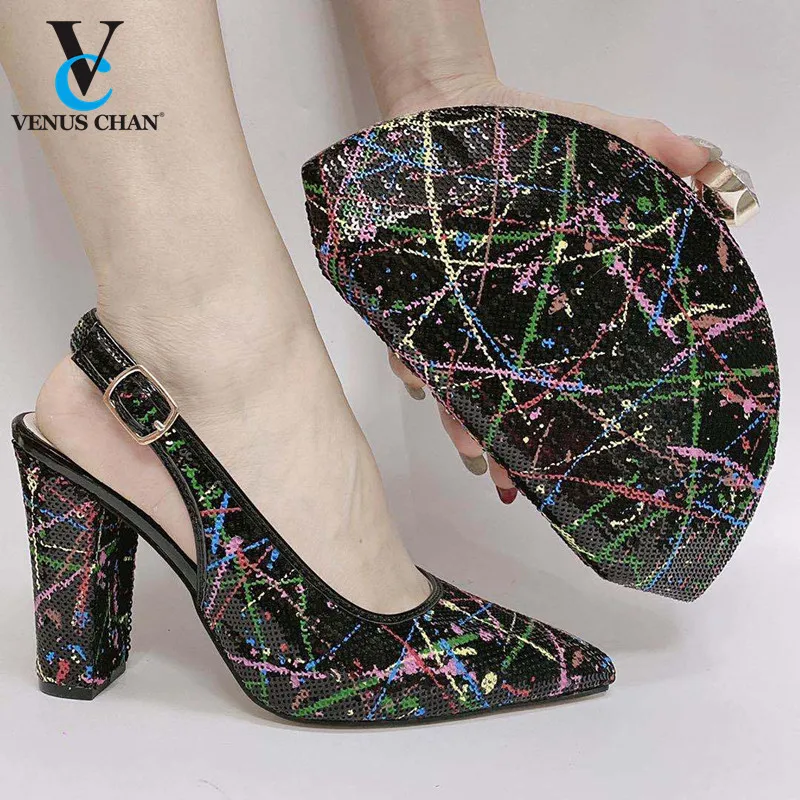 Новейшая модная итальянская обувь и сумочка в комплекте Комплект из туфель