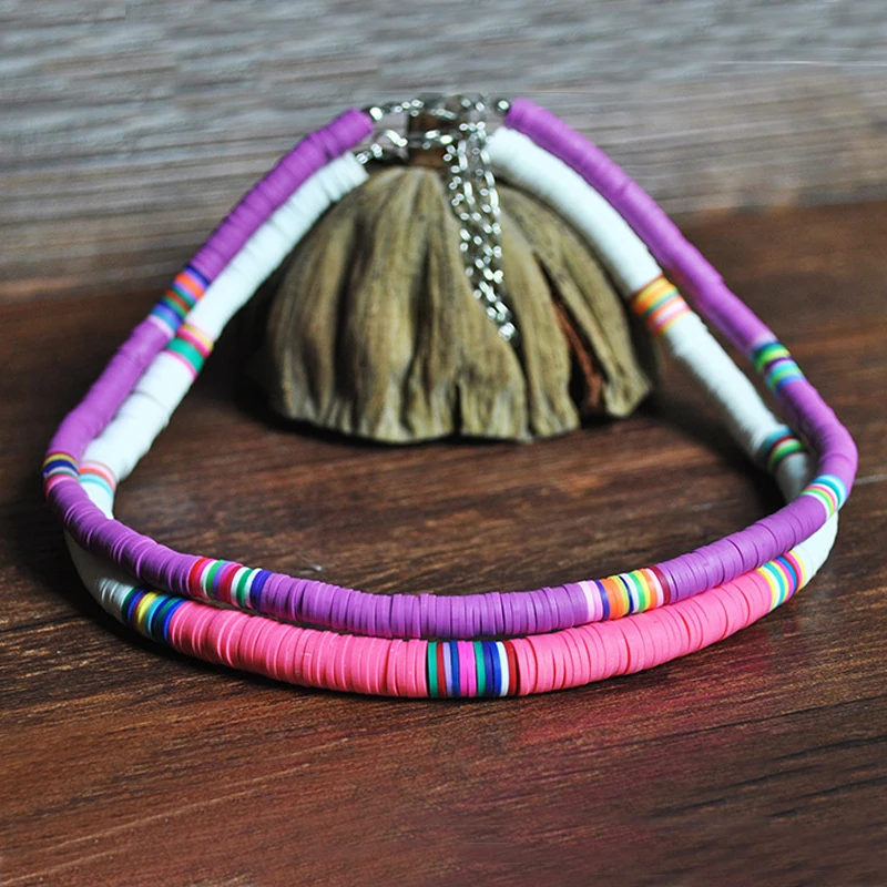 2020 6 мм Цвета полимерная глина ожерелье мягкая гончарные изделия колье Красочные