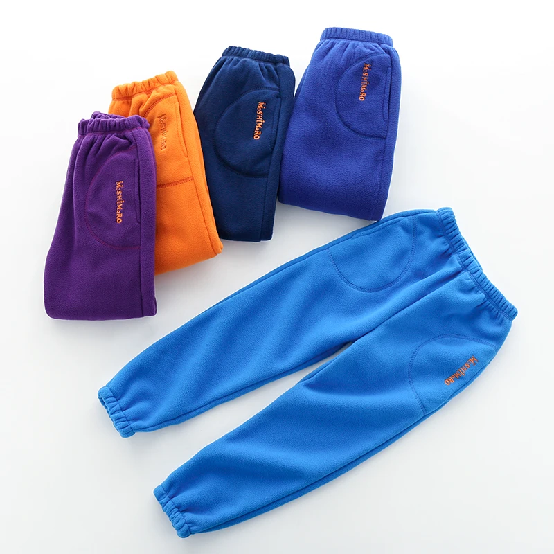Детские флисовые брюки для мальчиков и девочек теплые длинные спортивные
